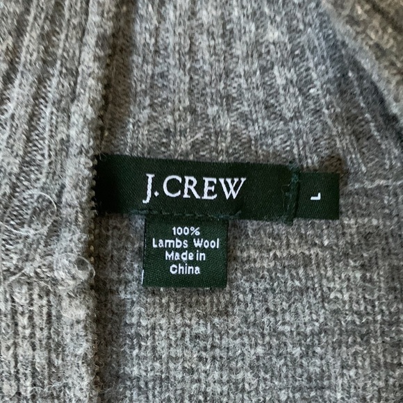 J. crew 100% lambs wool sweater jacket cardigan gray fully zip cozy zip size L - Picture 5 of 9